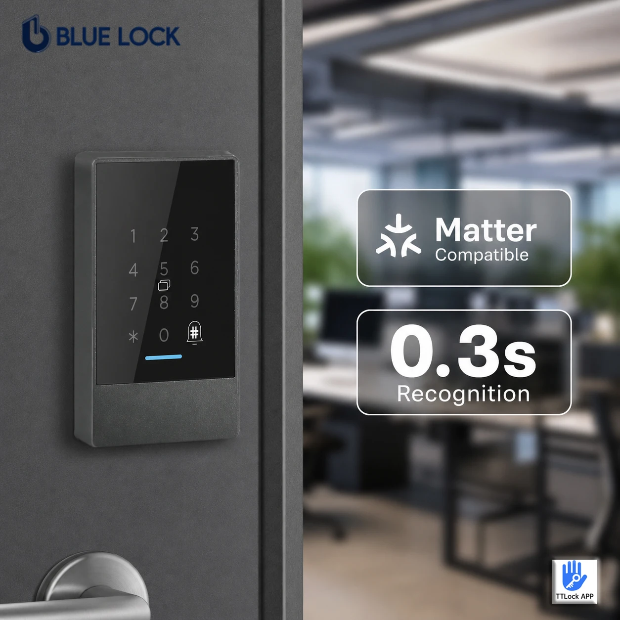 Bluelock Waterproof TTLOCK High Quality Wireless Access Controller Smart Door Lock Fingerprint Password Card APP Recognition