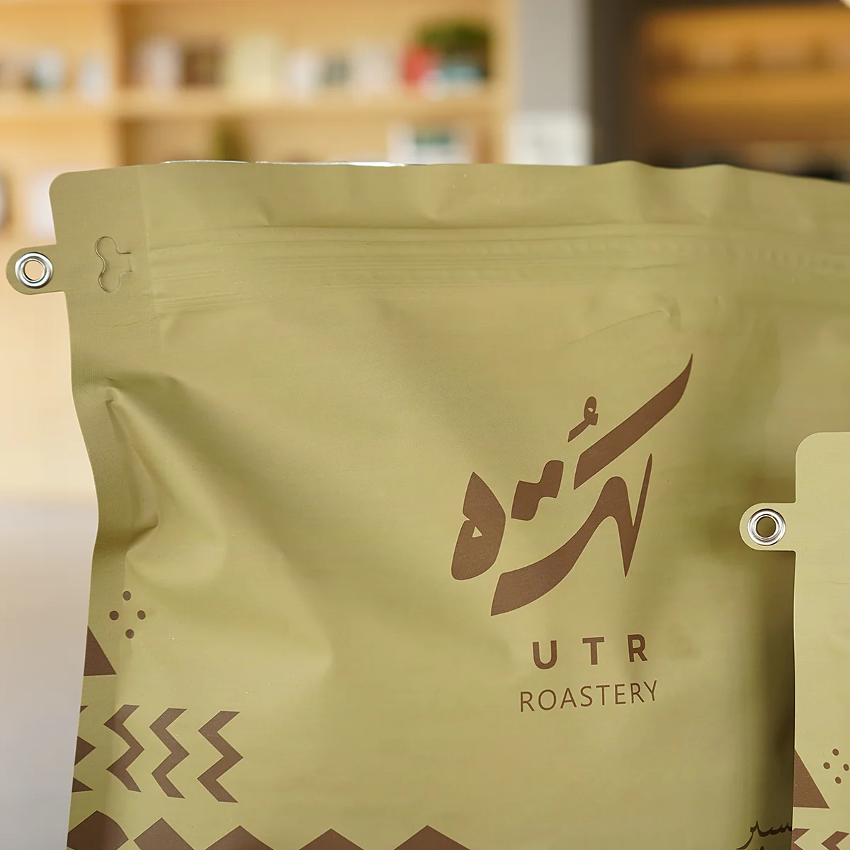 Custom New Design Plastic Mylar Stand up Pouch Diamond Shape Coffee Bean Packaging Bags With Hang Hole
