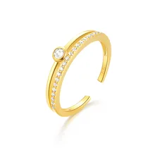 Carline Fashion 925 Sterling Silver Casual Rings for Ladies CZ Zirconia Adjustable Gemstone Ring Jewelry for Women
