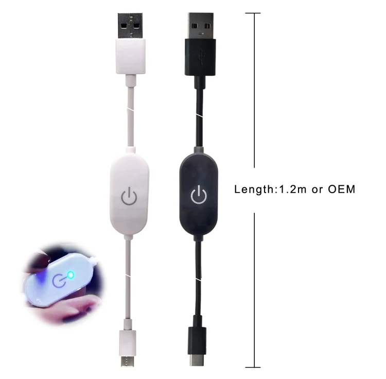 1m White Usb Cable Male To Female With On Off Switch Pull Push Euro ...