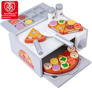 FSC CE Certified Wooden Play House Kitchen Set Unisex Pretend Play Pizza Oven DIY Box Packing Educational Toy for Kids Toddlers