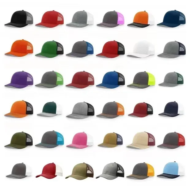 Designer Embroidered 6 Panel Snapback Solid Plain Gorras Baseball Caps Mesh Blank Richardson 112 Trucker Hats With Custom logo