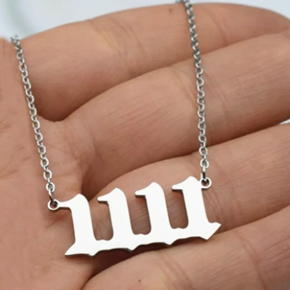 1111 2222 3333 4444 5555 6666 7777 8888 9999天使数字吊坠链项链18k镀金不锈钢中国供应商