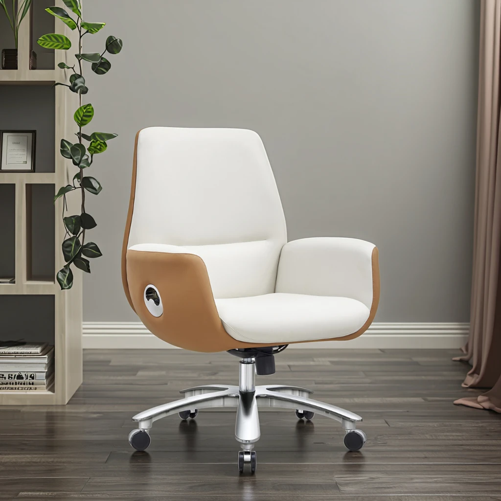 Modern High Back Leather Executive Office Chair Ergonomic Support Chrome Base Polyurethane Wheels Professional Desk Seating 2