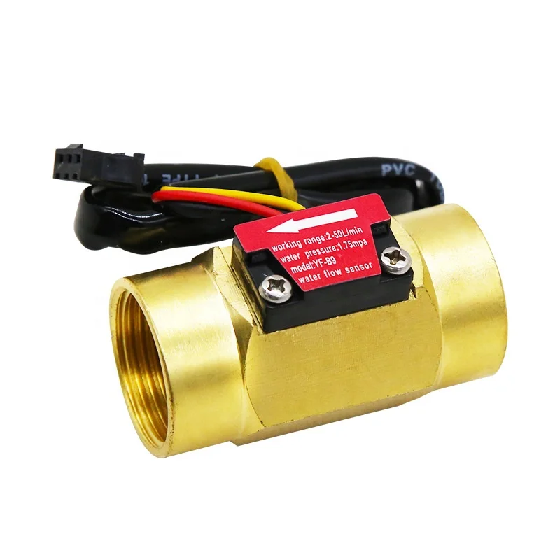 Water Heater Brass Turbine YF-B9 Smart Waterproof  DN20 2-50L/min Flow Rate Customizable OEM Water Flow Sensor