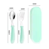 Short handle childrens green spoon fork box