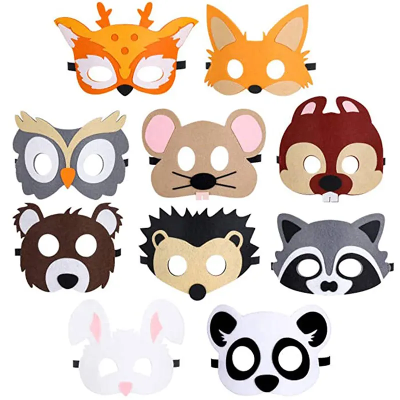 Quick And Easy Animal Masks | 16 Pcs Cartoon Farm Animal Mask Half-face Mask  Halloween Mask Cosplay Supply For Children Kids 