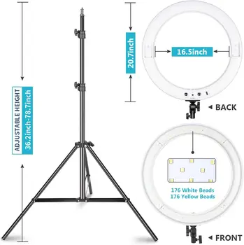 Neewer 20-inch LED Ring Light Kit for Makeup YouTube Video Blogger Salon - Adjustable Color Temperature With Battery or DC detail image