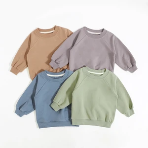 Factory Direct Organic Cotton Baby Tops Solid Color Toddler Girl Clothes Top Long Sleeve Baby Girls Wear Hoodie