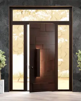Modern Aluminum Alloy Front Entry Door Exterior Steel Security Door with Waterproof Feature Finished Surface