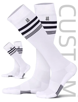 Custom High-Crew Knitted Sport Socks Men Women Anti-Slip Grip Football Soccer Basketball Non-Slip Letter Pattern Bottom Body