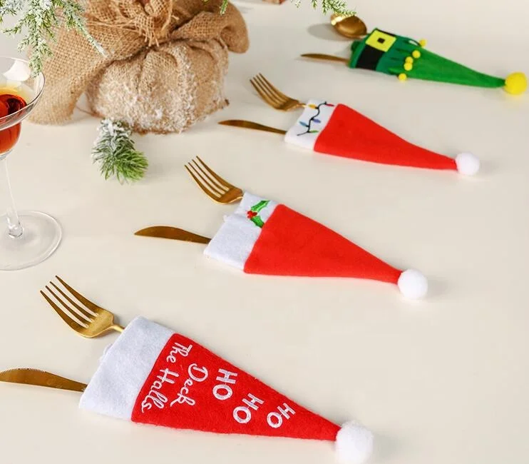 santa hat silverware holder