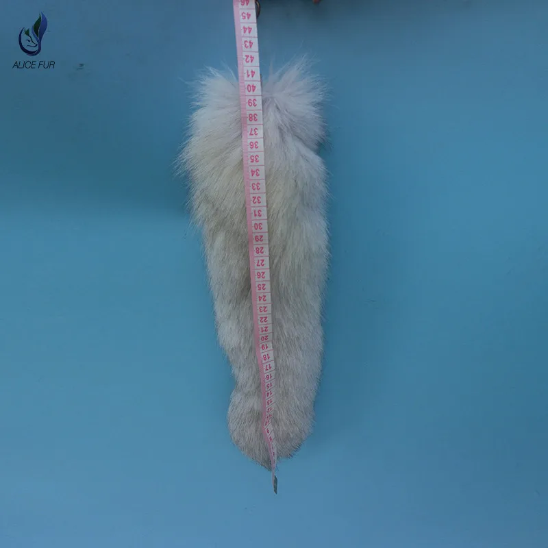 ALICEFUR Wholesale Natural Fox Tail Key Chain Blue Fox Fur Tail Keychain