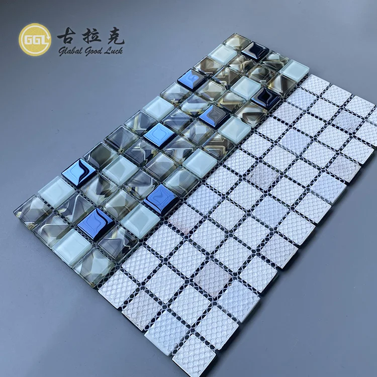 Light Luxury Design Glass Mosaic Mix Color For TV Background and Wall Tile manufacture