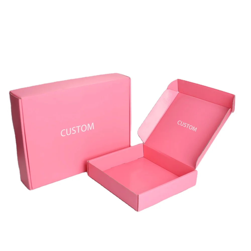 Custom Pink Corrugated Cardboard Folding Mailer Box for Cosmetics for Lipstick Packaging with Embossing Handling