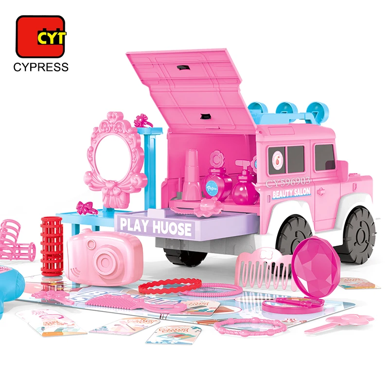 35 PCS Girls Vanity Toys Beauty Salon Set Pretend Play Makeup Truck Beauty Accessories Makeup Toys