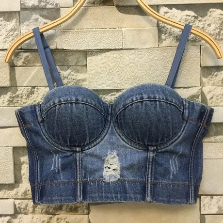 Fashion Trend Denim Ripped Vest Wrapped 