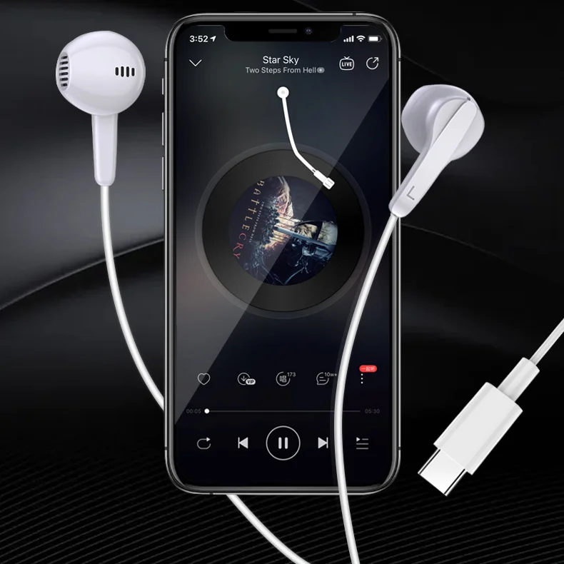 High Quality Wired Type C Earphones for Samsung Huawei