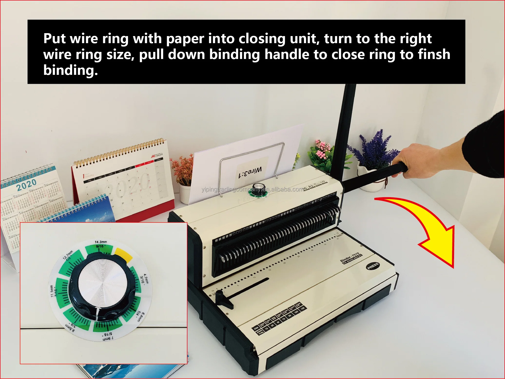T970 Manual Double Loop Wire Binding Machine Office Double Wire Binding