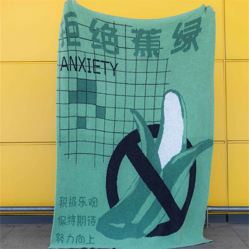 2024 New Design  Accept Custom Funny Rejection anxiety 100% Polyester Home Decoration Sofa Travel Knitted Throw Blanket JJJL supplier