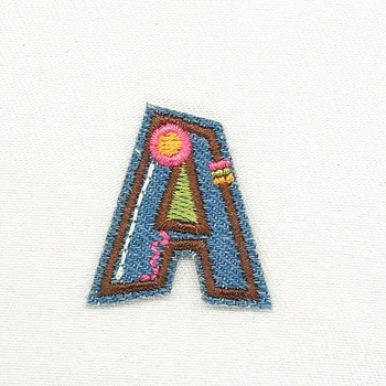 Wholesale Alphabet A to Z Letter patches English Applique Cartoon Color Iron on badge Kid's Baby cloth Embroidery Admission name