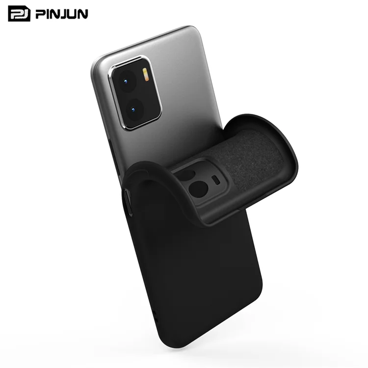 Fashion Style for Vivo Y15s Fine Hole Lens Protection Soft Liquid Silicone Phone Case Full Solid Color Tpu Phone Cover