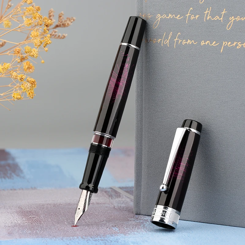 MAJOHN T5 Purple Fireworks Pen Holder Adult Business Office Signature  Fountain Pen Differential Piston Student Metal Gift Box
