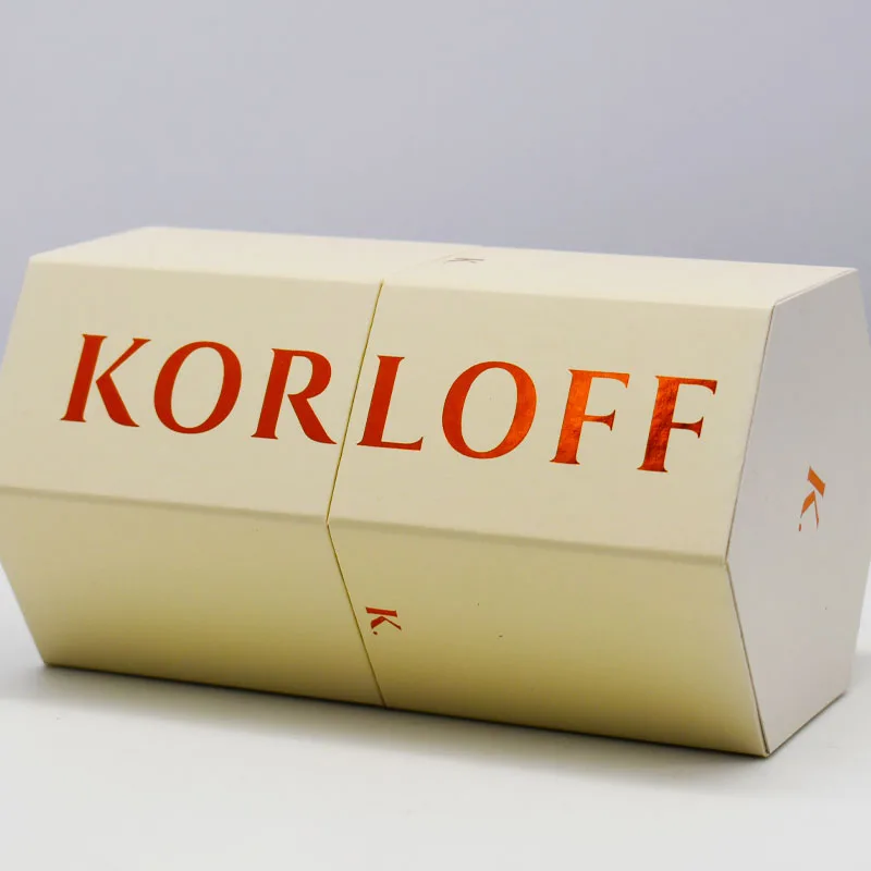 Cream Color Hexogonal Multi Faces Style Sample Cosmetic Glass Jar Perfume Bottle Paper Packaging Carton Paper Box with Foil Hot details