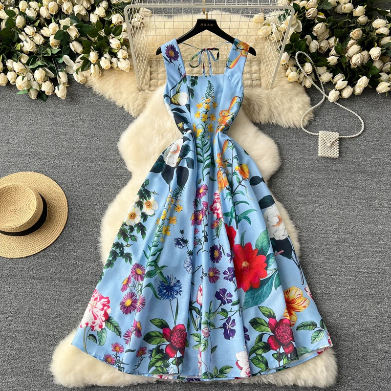 LY5827 New 2025 European Chic Spaghetti Strap Print Color