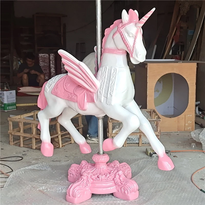 Support Customized Life Size Animal Sculpture Carousel Horse/fiberglass