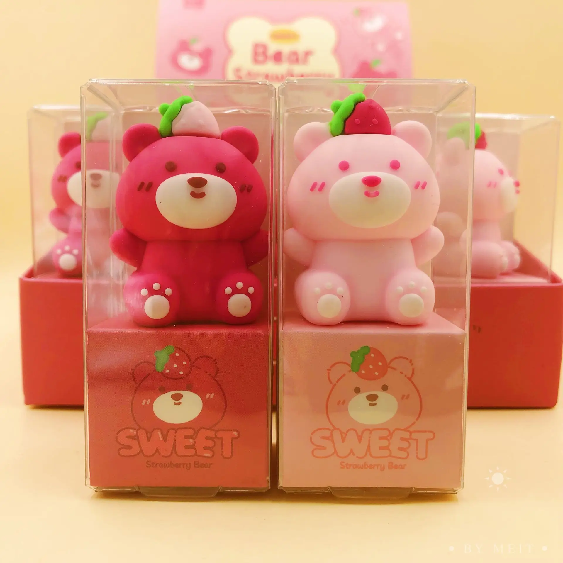 School Custom Cartoon Cute Kawaii Pink Bear Shape Pencil Sharpener For