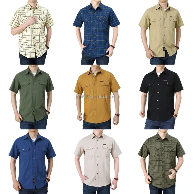 Hot summer men's shirt button short sleeve stock men's linen shirt large size men's clothing