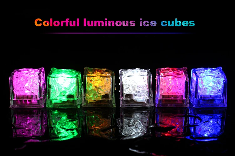 Bar Fast Slow Flash Auto Changing Color PS Water-activated Light-up LED Ice Cube