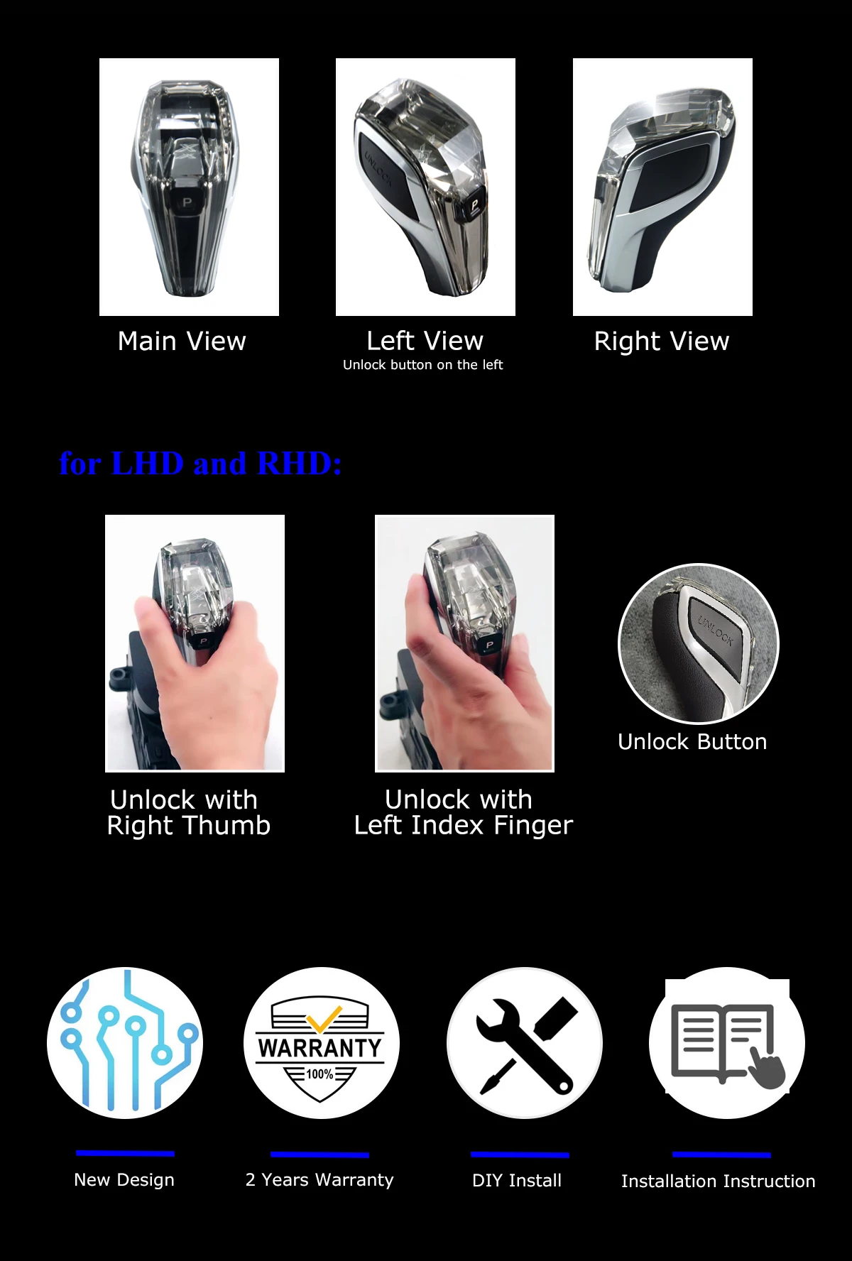 thumbnail image 2 of Genuine Carbon Fiber Automatic Shift Knob – Fits BMW 3, 5, 7 Series & X3, X5 – YOUSTAR 2 of 4
