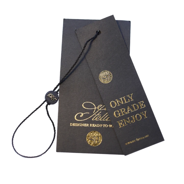 Black Paper with Gold Print Logo Hang Tag for Wholesale - China