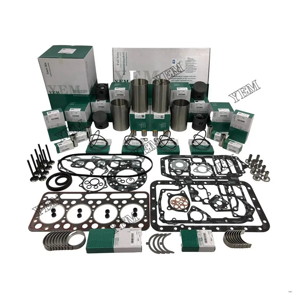 Engine Rebuilding Kit With Piston Rings Full Gasket Set Valves Kit Bearing Set For Kubota V1502 Forklift Excavator Loaders