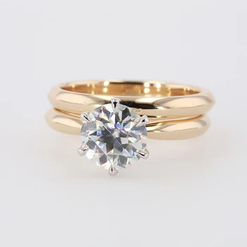 Fashion design 14k 18k gold moissanite rings with engagement and band ring