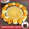 orange-yellow rose flower coaster + basket kit