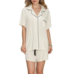 Short Sleeve Sleepwear Bamboo Viscose Ladies Loungewear Lounge Wear Sets Women's Pajamas Custom Pjs Pijamas