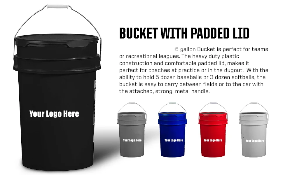 Heavy Duty Plastic Large 6 Gallon Soft Padded Lid Empty Softball