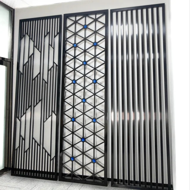 Luxury Design Customized Stainless Steel  Room Divider Golden Black Partition Screen