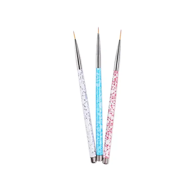 3 sizes High quality  plastic glitter Beauty marbling colors thin liner nail brush kolinsky hair acrylic nail brush pen