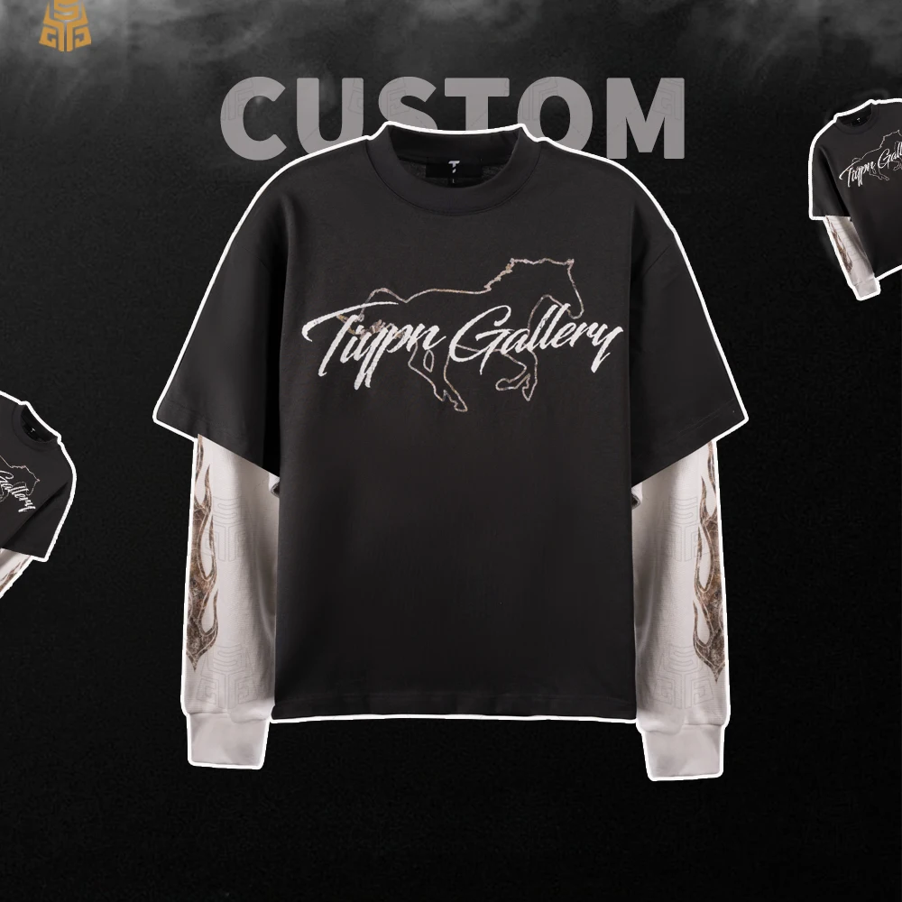 Sweat-shirts surdimensionnés en coton épais 400 g/m² personnalisés, vêtements de rue de haute qualité, fabricant de sweat-shirts superposés réparés