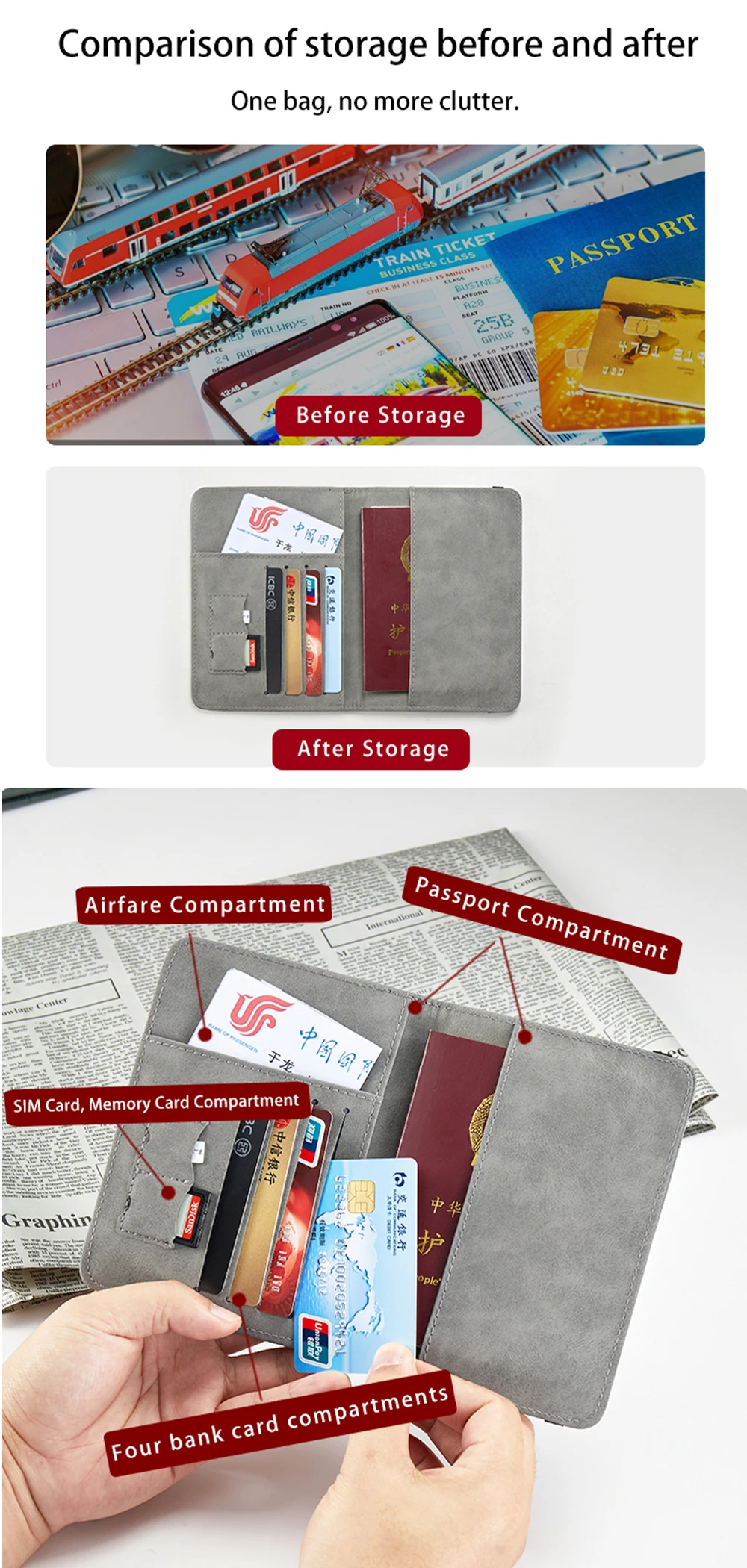 RFID Blocking Passport Wallet - Slim Travel Organizer For Cards, Cash & Documents, Anti-Theft (Pink)