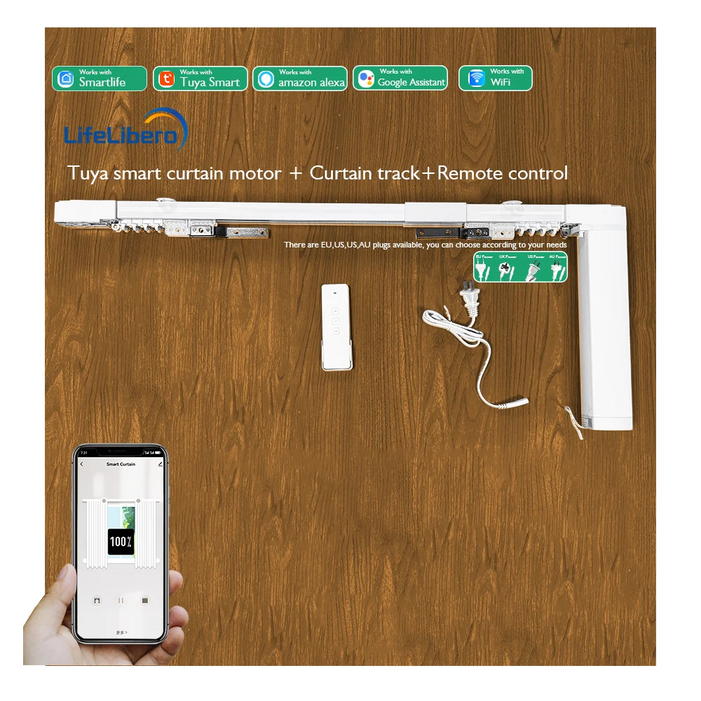Tuya Smart Home WiFi Zigbee Smart Curtain Driver Remote Electric Automatic Curtain Opener for Livingroom Curtain Motor Track