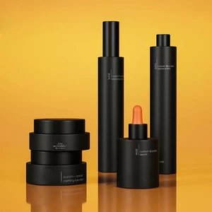 Custom Slim 30ml Matt Black Glass Dropper Bottle Frosted Black Cap 30g 50g Jar Personalized for Eye Drop Use Screen Printing