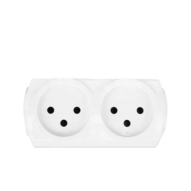 Israel Type Travel Socket with 2 Outlet White Electric Socket With Copper Plug Power Adapter
