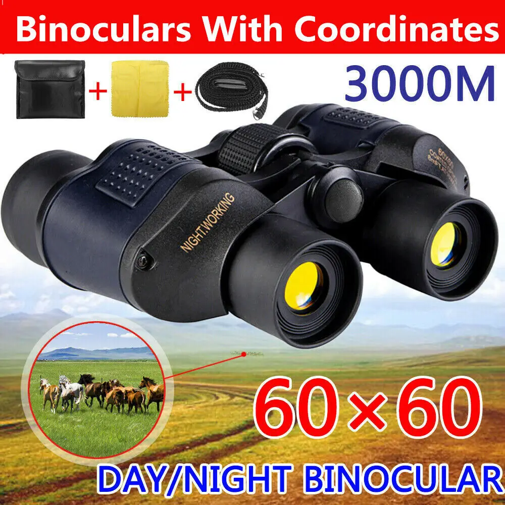 Day/Night Telescope 60x60 Military Army Zoom Ultra HD Binoculars Hunting Camping 