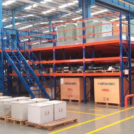 Warehouse Mezzanine Floor Steel Storage Multi-Level Industrial Rack with  LIFT and RAL Colour System Adjustable