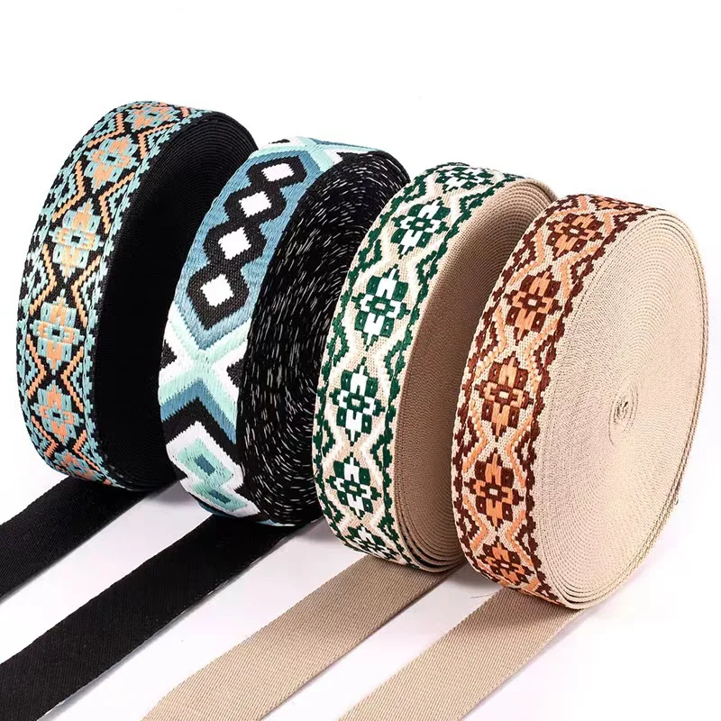 Тканая жаккардовая лента на заказ, полиэфирная лента для обвязки, 38 мм полиэфирная вязаная жаккардовая тесьма с вышивкой для сумок